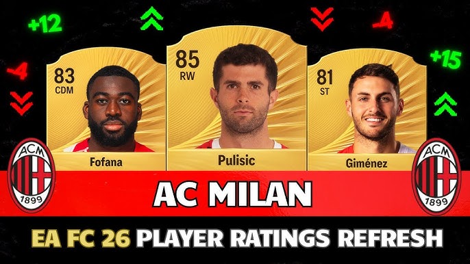 ریتینگ بازیکنان میلان در FC 26